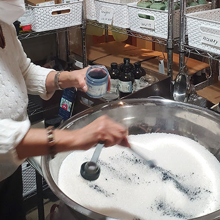 Small batch of RECOVERY bath being made by hand with natural ingredients.