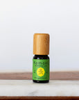 Bergamot pure essential oil in 10 mL bottle with bamboo wood top.