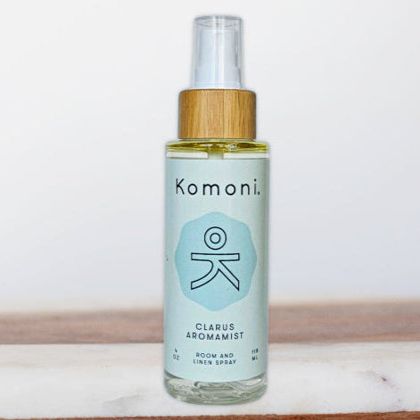 4 oz. spray bottle of Clarus Aromamist combines with Eucalyptus, Grapefruit, Lavender, and Rosemary essential oils.