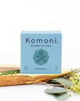 HYDRATE concentrated eco-friendly essential oil shampoo bar shown in pastel blue box. 