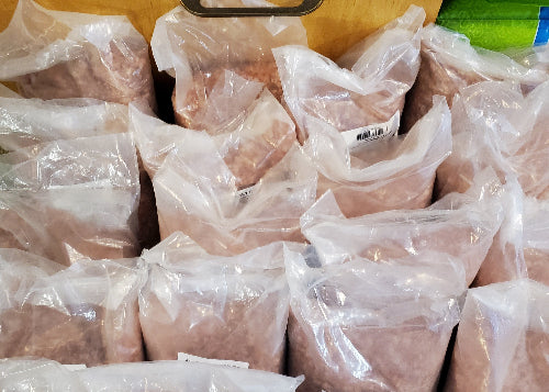 Bags of pure pink Himalayan salt.