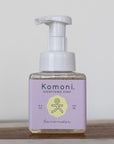 Attractive square, light-purple, 8.5 oz. foaming pump bottle of lavender essential oil all-in-one everything soap for your kitchen or bathroom sink. 