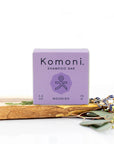 NOURISH concentrated eco-friendly essential oil shampoo bar shown in pastel purple box. 