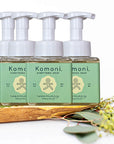 4-Pack of mint-green 8.5 oz. foaming pump bottles of rosemary mint essential oil all-in-one everything soap.